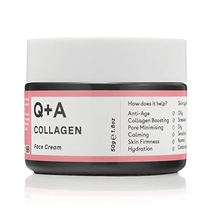 Q+A Collagen Face Cream (50g), Natural Skincare Anti-Ageing Face Care with plant-powered Collagen, Shea Butter and Magnesium, Hydrating and Firming Day Cream - Image 2