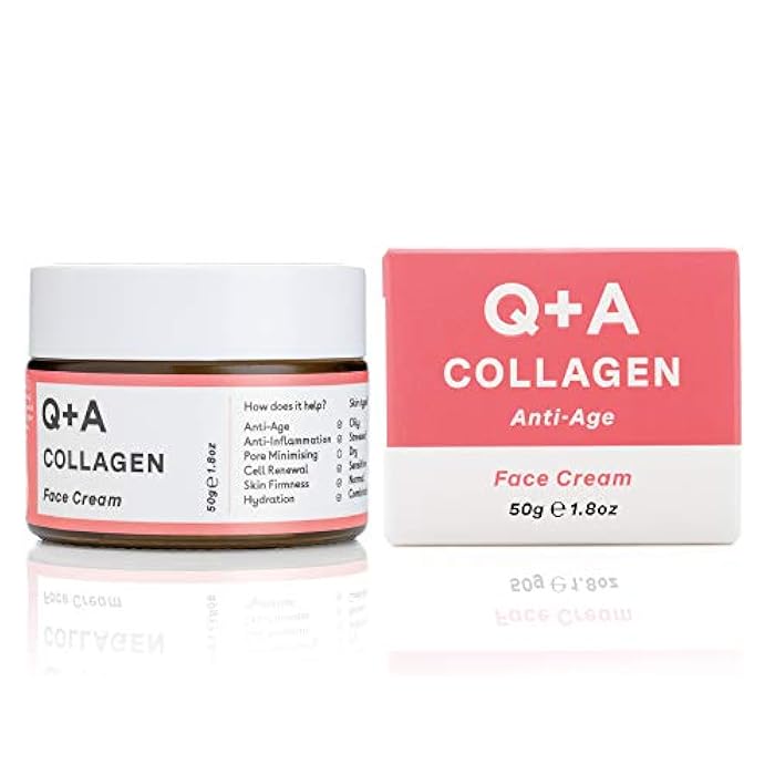 Q+A Collagen Face Cream (50g), Natural Skincare Anti-Ageing Face Care with plant-powered Collagen, Shea Butter and Magnesium, Hydrating and Firming Day Cream - Image 1