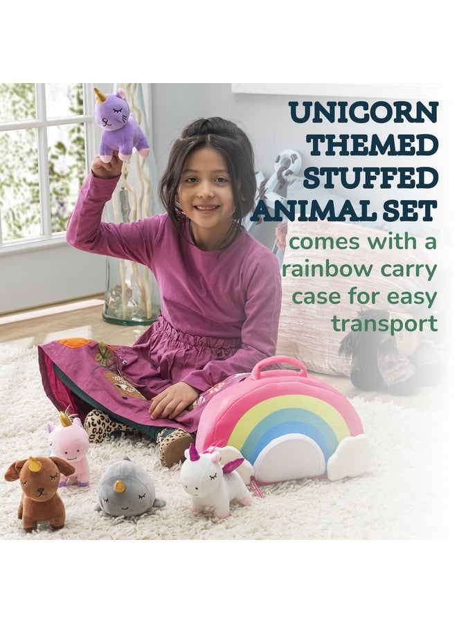 PixieCrush مجموعة حيوانات محشوة بيكسي كراش يونيكورن - 5 ألعاب محشوة للفتيات مع ناروال، بوبكور، كيتكور ويونيكورن قوس قزح - دمى ناعمة مع حقيبة حمل - هدية للأطفال من عمر 3 سنوات وما فوق - Image 2