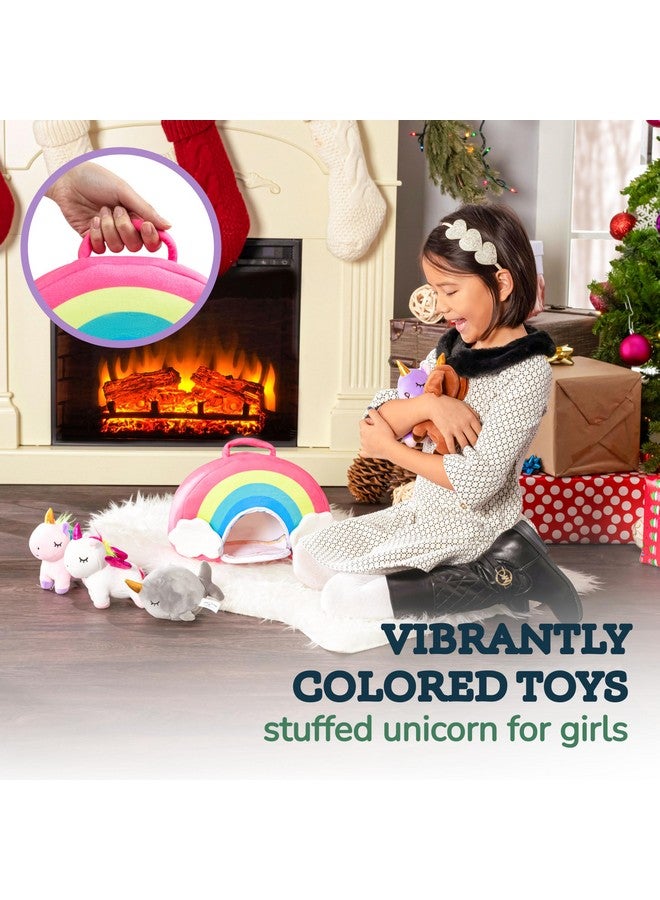 PixieCrush مجموعة حيوانات محشوة بيكسي كراش يونيكورن - 5 ألعاب محشوة للفتيات مع ناروال، بوبكور، كيتكور ويونيكورن قوس قزح - دمى ناعمة مع حقيبة حمل - هدية للأطفال من عمر 3 سنوات وما فوق - Image 4