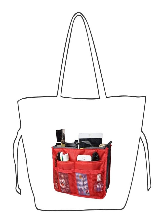 Flywind Daily Travel Utility and Toiletries Organizer Inserts Pouch for Girl Women Handbag Tote | Multipurpose Storage Compartments Ladies Accessories Hand Bag Purse (Red) - Image 5