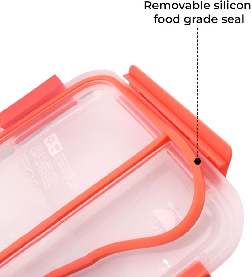 BrainGiggles Stainless Steel Lunch Box for Kids and Adults – Leakproof Insulated Bento Box with 2 Compartments, Removable Tray, 750ml Lunchbox | Dishwasher Safe Tiffin Box for School & Office (RED) - Image 4
