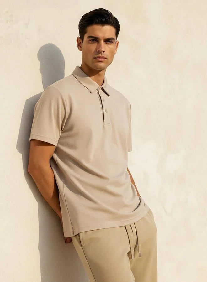 Splash FAV Basic Short Sleeves Textured Polo T-shirt