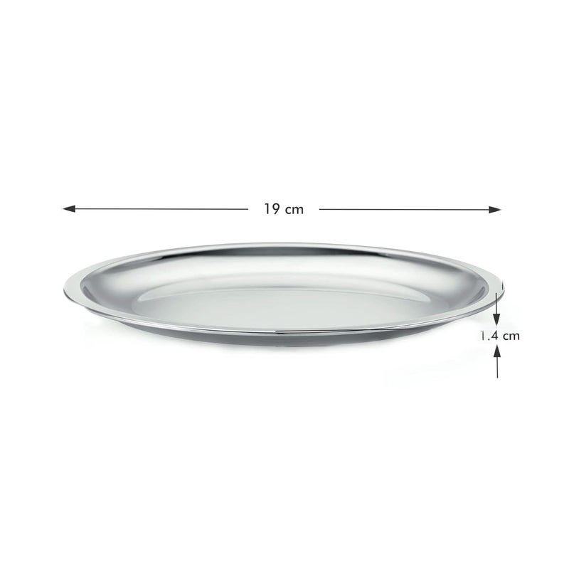 Neelam Neelam Stainless Steel 8, 22 Gauge, Lazer Etching Plate, 18 cm, Dishwasher Safe, Durable & Elegant Round Plate for Serving, Perfect for Daily Use, Parties, Special Occasions, Stylish Look, Sliver - Image 2