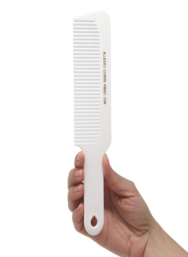 Allegro Combs 9001 Hair Combs Flat Top Clipper Blending Fading Combs Cutting Barber Flattop Thinning Hair Combs Hairstylist Flexible For Women Men Shampoo Usa 1 Pc. (White) - Image 1