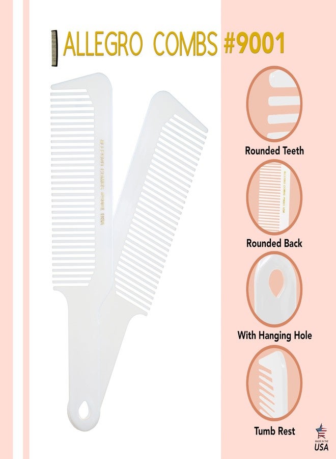 Allegro Combs 9001 Hair Combs Flat Top Clipper Blending Fading Combs Cutting Barber Flattop Thinning Hair Combs Hairstylist Flexible For Women Men Shampoo Usa 1 Pc. (White) - Image 3