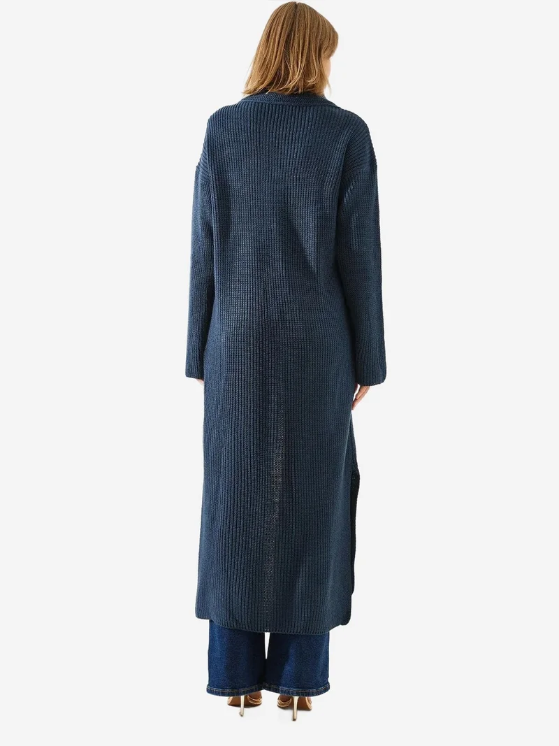 Bianco Lucci Mauve Purple LUCCI Textured Turtleneck Maxi Dress with Slit for Women | Best Price UAE