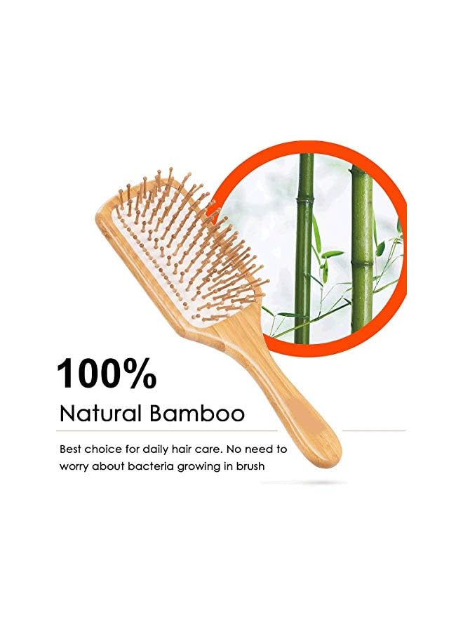 LELE Natural Bamboo Comb Set Wooden Massage Hair Brush With Wide Tooth Comb And Grooming Comb For Women Men And Kids - Reduce Frizz And Massage Scalp - Image 3