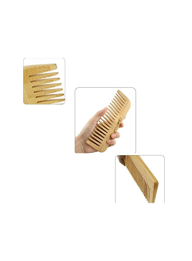 LELE Natural Bamboo Comb Set Wooden Massage Hair Brush With Wide Tooth Comb And Grooming Comb For Women Men And Kids - Reduce Frizz And Massage Scalp - Image 4