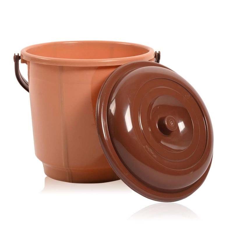 Kuber Industries Pack of 2 Bucket 18 Liter Bucket for Bathroom Bathroom Bucket with Lid Handle Water Storage Bucket Balti for Bathroom Plastic Bucket for Daily Use Green Coffee - Image 2