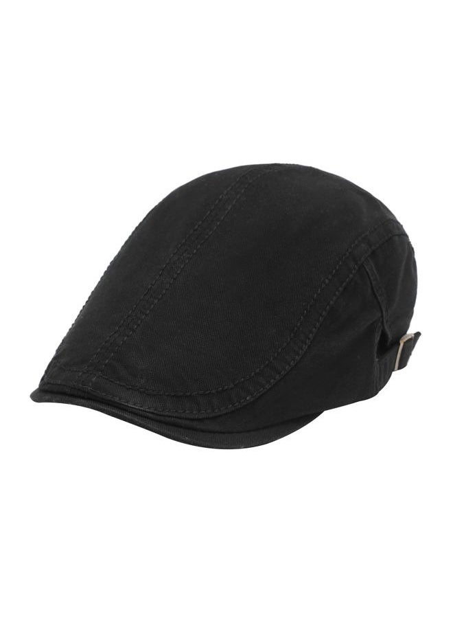 ZLYC Men Cotton Flat Cap Summer Scally Ivy Gatsby Newsboy Beret Driver Cabbie Hunting Hat (Side Buckle Black)  - Image 1