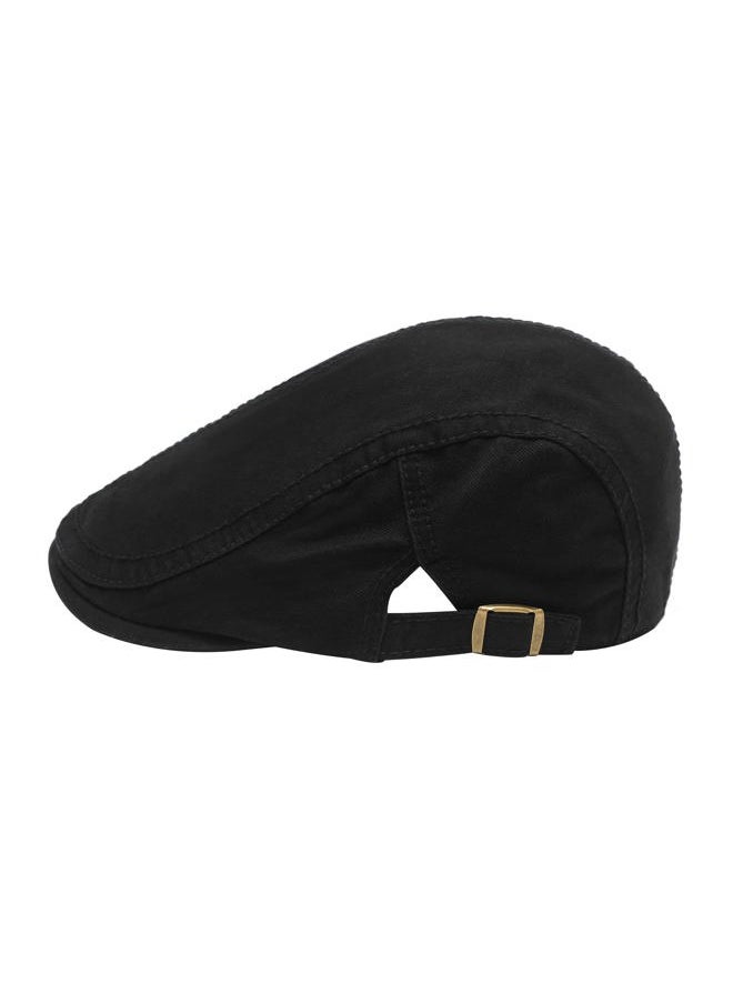 ZLYC Men Cotton Flat Cap Summer Scally Ivy Gatsby Newsboy Beret Driver Cabbie Hunting Hat (Side Buckle Black)  - Image 4