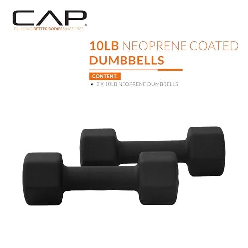 CAP Barbell Neoprene Dumbbell Weights, 10 lb Pair, Black - Image 2