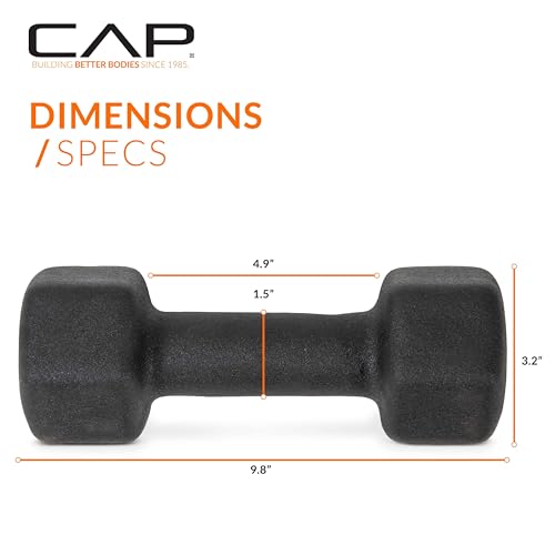 CAP Barbell Neoprene Dumbbell Weights, 10 lb Pair, Black - Image 4