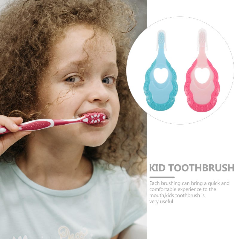 Soft Bristle Toothbrush 2 Pack For Kids Ages 1 6 Blue And Pink Ergonomic Travel Design - Image 4