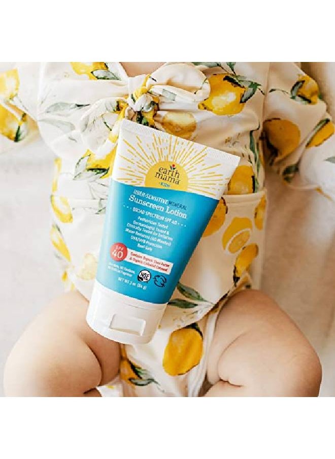 Earth Mama - Ubersensitive Mineral Sunscreen Lotion Spf 40 ; Reef Safe Nonnano Zinc Contains Organic Colloidal Oatmeal ; Steroidfree Eczema Cream For Baby Kid & Family 3Ounce - Image 1
