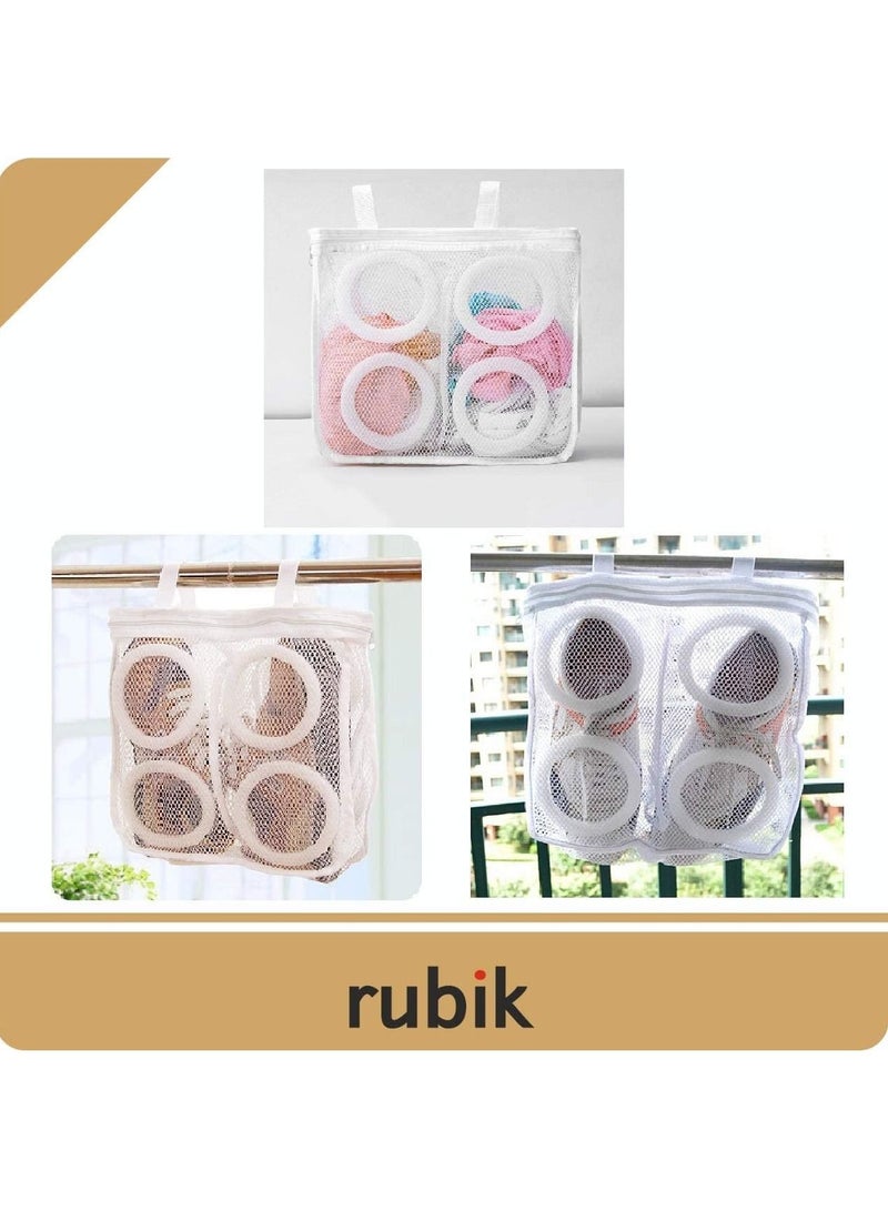 Rubik Sneaker Dryer & Wash Bag With Strap for Shoes Washing, Mesh Laundry Bag, Mesh Shoe Washing Bag with Zipper for Men & Women, White (2 Pack) - Image 3