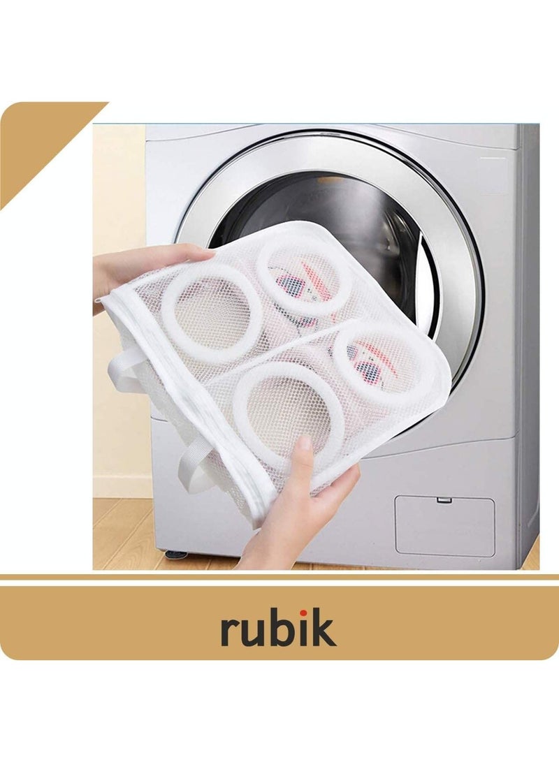 Rubik Sneaker Dryer & Wash Bag With Strap for Shoes Washing, Mesh Laundry Bag, Mesh Shoe Washing Bag with Zipper for Men & Women, White (2 Pack) - Image 2