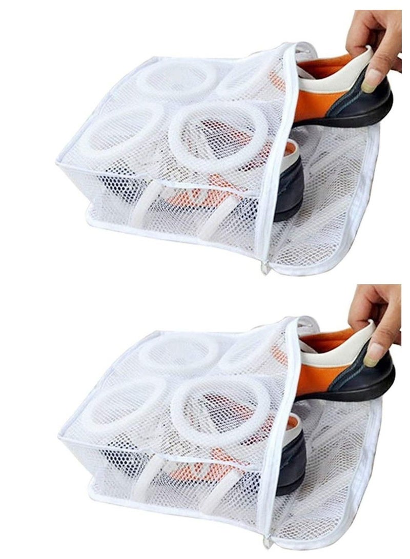 Rubik Sneaker Dryer & Wash Bag With Strap for Shoes Washing, Mesh Laundry Bag, Mesh Shoe Washing Bag with Zipper for Men & Women, White (2 Pack) - Image 1
