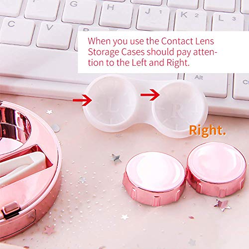 ofone Contact Lens Case, Bling Constellations Contact Cases Travel Kit with Remover Tool Tweezers Solution Bottle Mirror Portable Contact Lenses Storage Box for Women Daily Outdoor (Pink) - Image 4