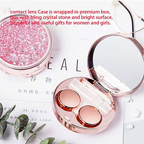 ofone Contact Lens Case, Bling Constellations Contact Cases Travel Kit with Remover Tool Tweezers Solution Bottle Mirror Portable Contact Lenses Storage Box for Women Daily Outdoor (Pink) - Image 5