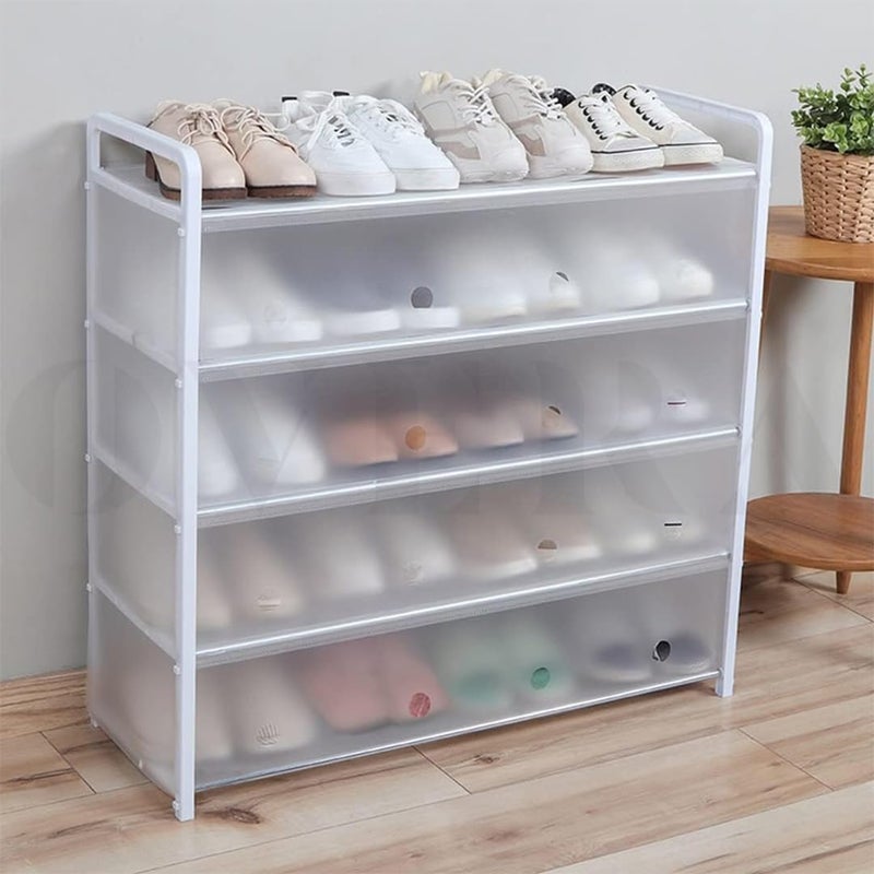 overa Shoe Shelf Shoe Rack, Simple Trending 5-Tier Stackable Shoe Rack, Expandable & Adjustable Shoe Organizer Storage Shelf, White Free Standing Shoe Racks - Image 3