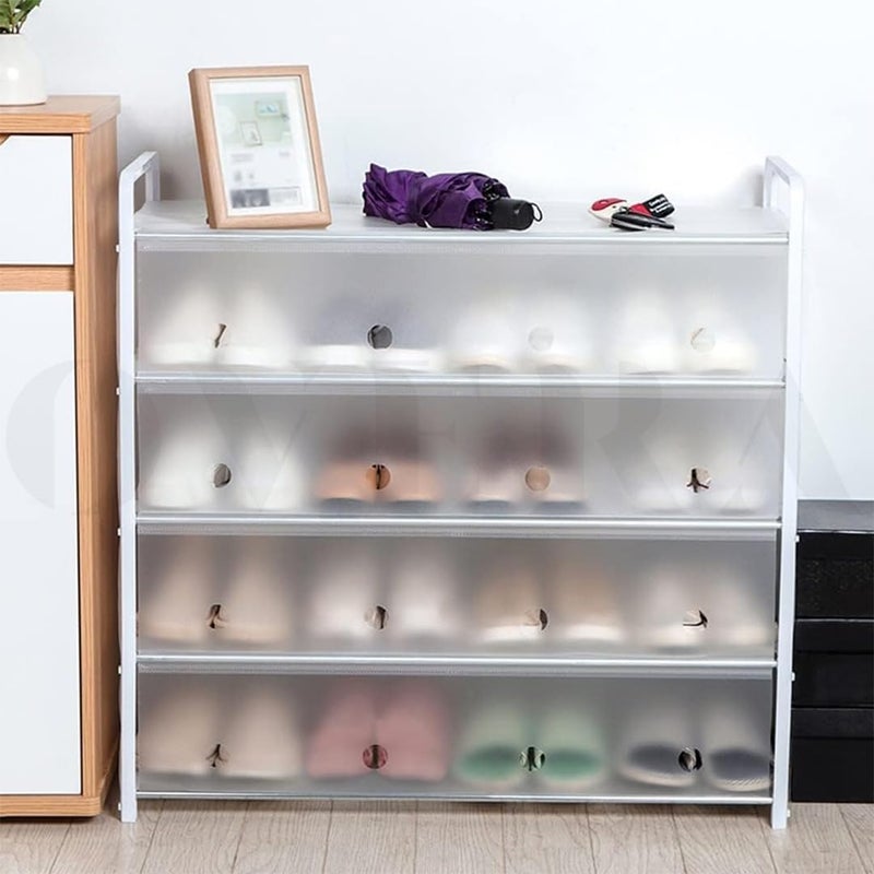 overa Shoe Shelf Shoe Rack, Simple Trending 5-Tier Stackable Shoe Rack, Expandable & Adjustable Shoe Organizer Storage Shelf, White Free Standing Shoe Racks - Image 1