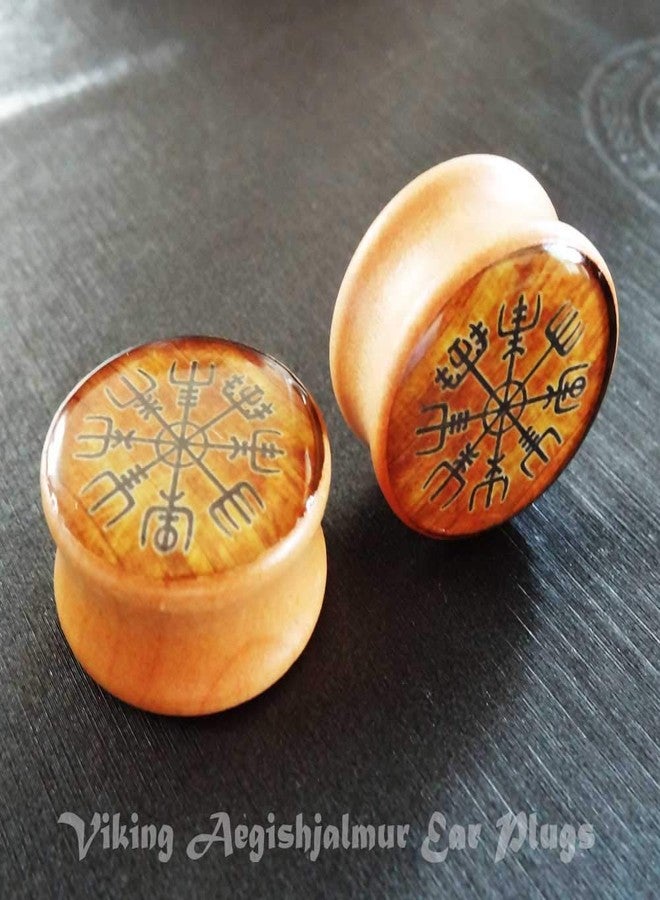 FLYUN Wood Ear Gauges Viking Plugs Women Men Ear Stretcher Expander 8mm-25mm 0 00-1'' Double Flared Saddle Plugs Earrings Piercing Jewelry Norse Vegvisir Aegishjalmur (00G (10mm)) - Image 5