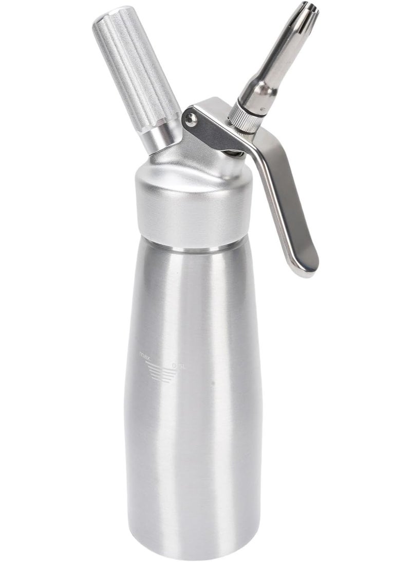 Aluminum Whipped Cream Dispenser, 500 ml, 1 Pint Capacity Cream Whip Canister with 3 Nozzles for Desserts, Dips, Sauces - Image 1