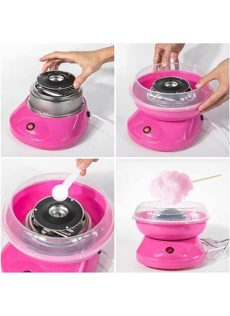 CARTSRUSHTI CARTSRUSHTI Cotton Candy Maker Candy Floss Machine Mini Sweet Automatic Cotton Candy Machine with 10 Bamboo Sticks Sugar Spoon Electric Homemade Smooth Candy Maker Easy to Use for Kids  - Image 2