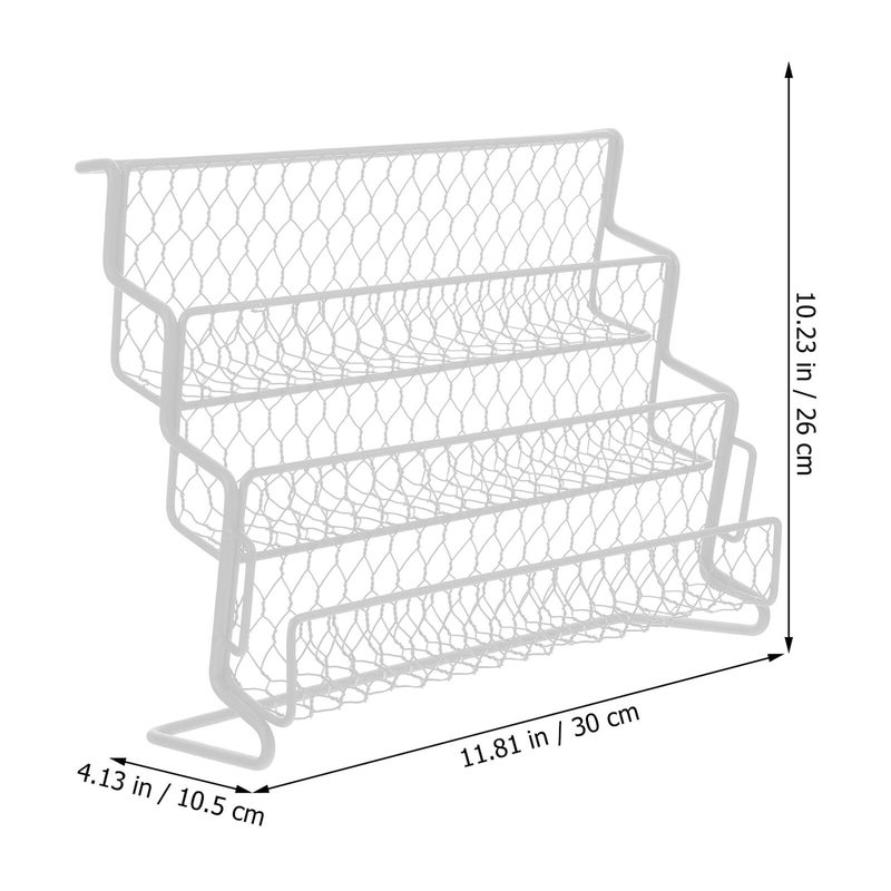White Iron Spice Rack Organizer Stand Holds 18 Bottles For Kitchen Countertop Pantry - Image 3
