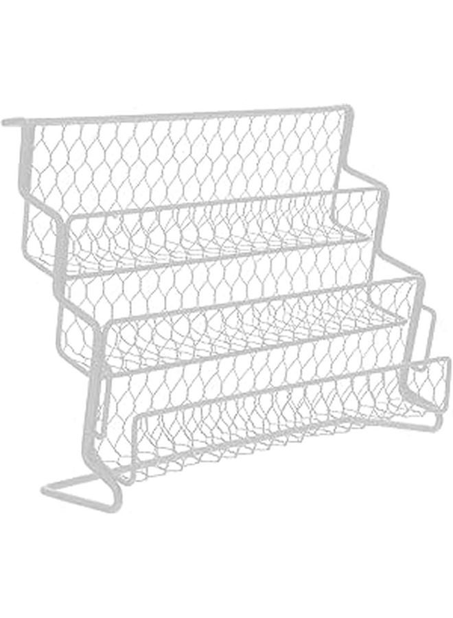 White Iron Spice Rack Organizer Stand Holds 18 Bottles For Kitchen Countertop Pantry - Image 1