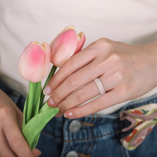 Egnaro Women’s Silicone Engagement Rings, Inner Arc Ergonomic Breathable Design with half sizes, Rubber Wedding Bands，5.5mm Wide-2mm Thick - Image 5