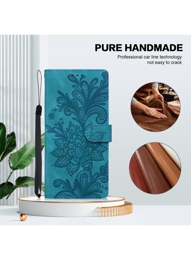 S-TOP Case For Motorola Moto G85 Lace Floral Embossed Magnetic Buckle PU Phone Case With Wrist Strap - Image 2