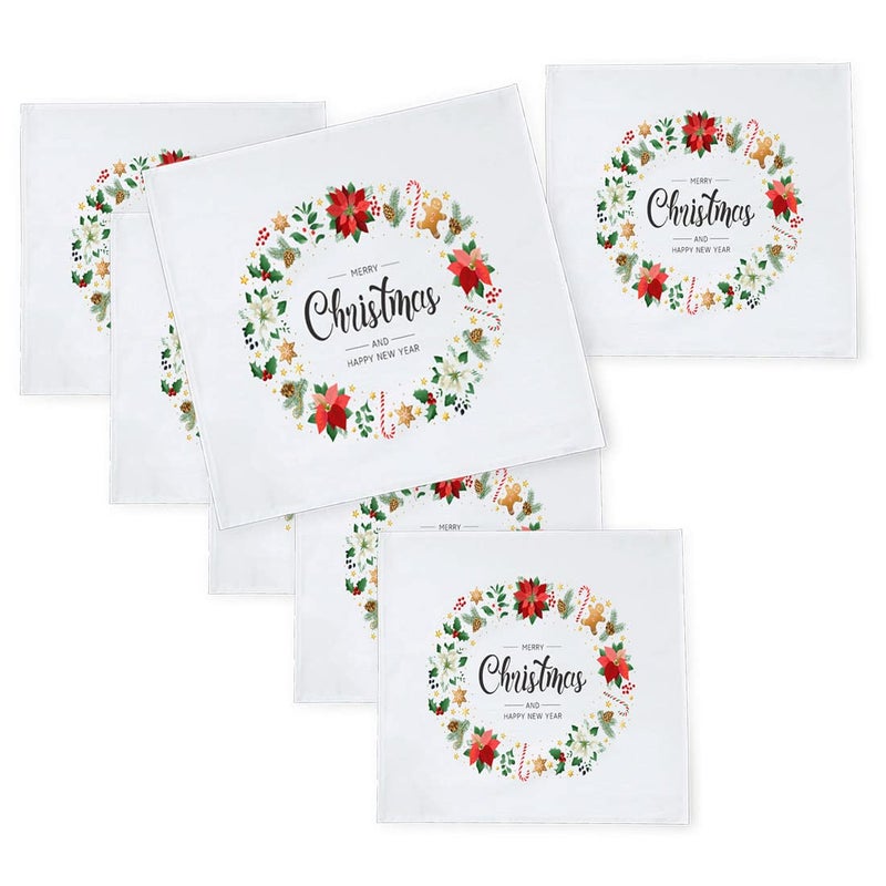 Khakee 6 Pcs Christmas Theme Silk Table Napkins 10x 10 for Xmas Decoration Christmas OrnamentsChristmas Giftxmas21174 - Image 1