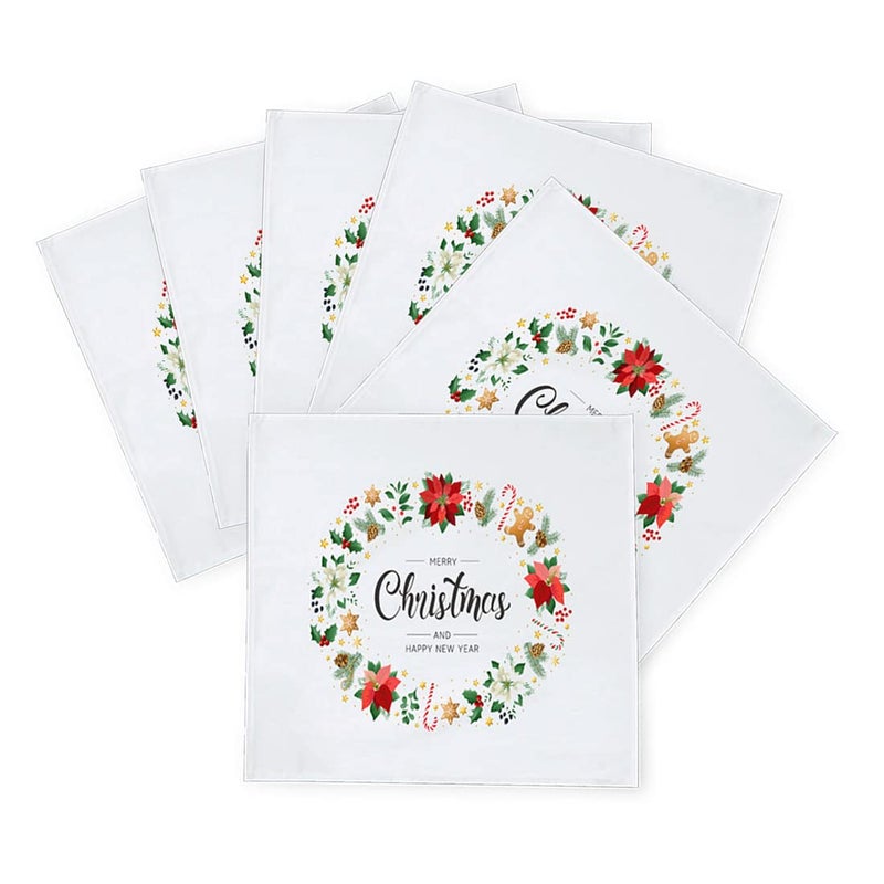 Khakee 6 Pcs Christmas Theme Silk Table Napkins 10x 10 for Xmas Decoration Christmas OrnamentsChristmas Giftxmas21174 - Image 2