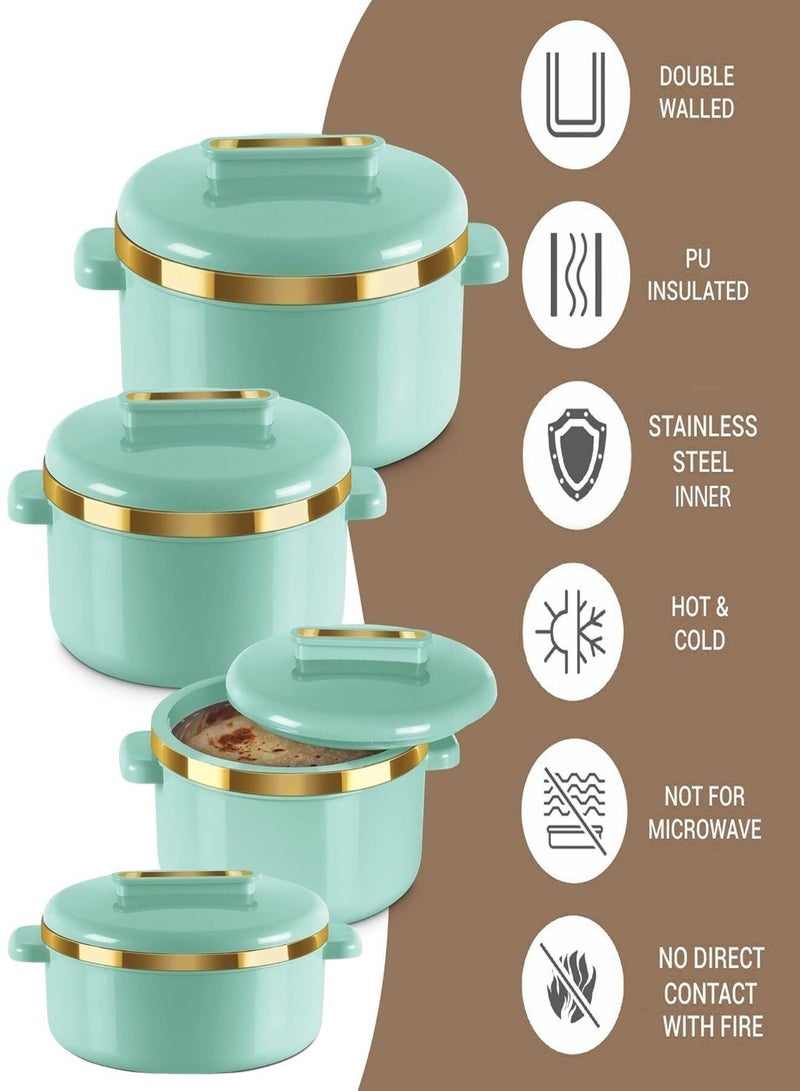 Milton Curve Regular Inner Stainless Steel Casserole Set of 4 (500 ml, 1000 ml, 1500 ml, 2500 ml), Ivory | BPA Free | Food Grade | Easy to Carry | Easy to Store | Chapati | Roti | Curd Maker - Image 3