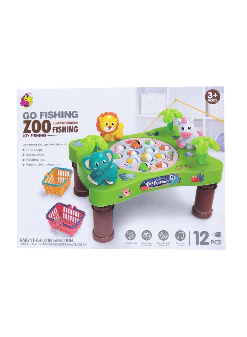 Fishing Game for Kids - Electronic Fishing Game Set, Hit Gopher Catch a Fish Toy, Magnetic Fish Set With Music, Fun Fishing Game Toy(Green)