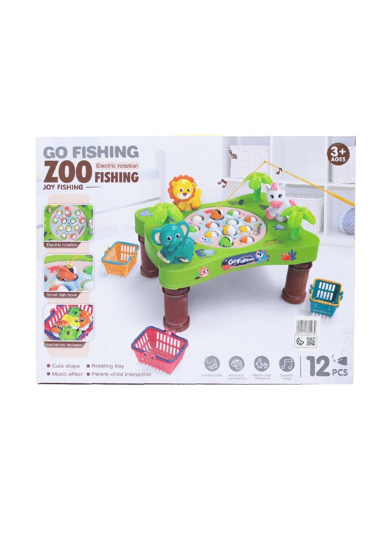 Fishing Game for Kids - Electronic Fishing Game Set, Hit Gopher Catch a Fish Toy, Magnetic Fish Set With Music, Fun Fishing Game Toy(Green)