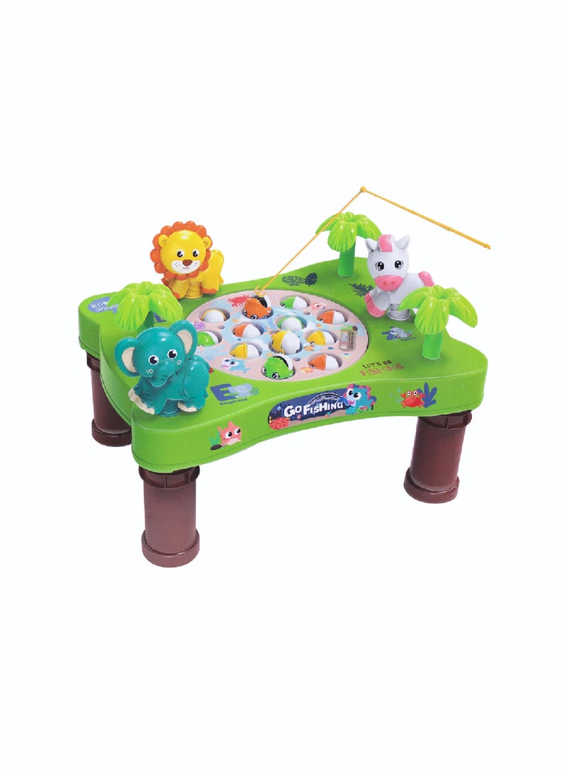 Fishing Game for Kids - Electronic Fishing Game Set, Hit Gopher Catch a Fish Toy, Magnetic Fish Set With Music, Fun Fishing Game Toy(Green)