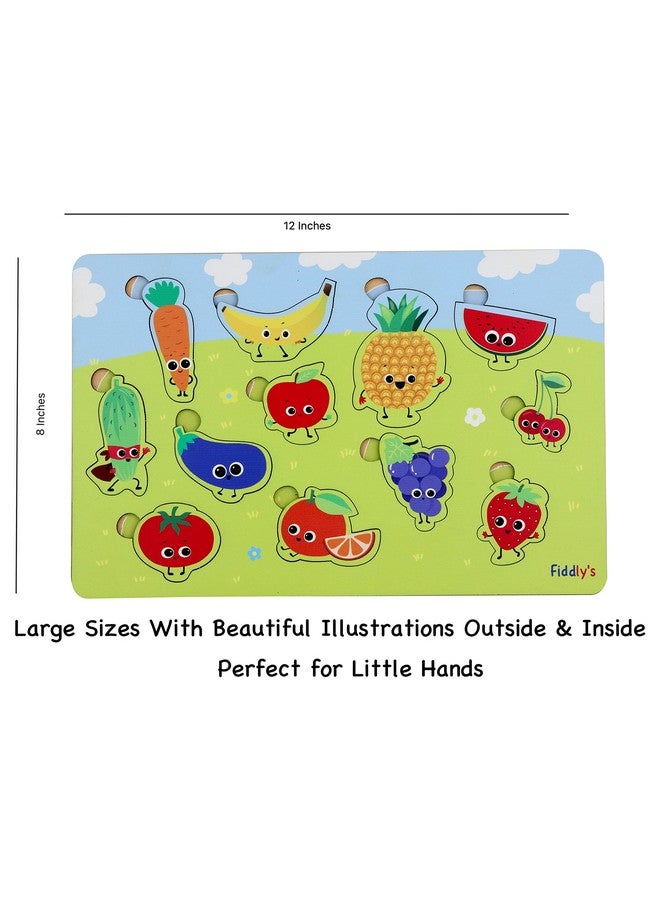 Fiddlys Fiddly'S Wooden Learning Educational Puzzle 12 Inch X 8 Inch Large Puzzle Toy For Kids & Children Age 4+ (Fruits & Shapes) - Image 4