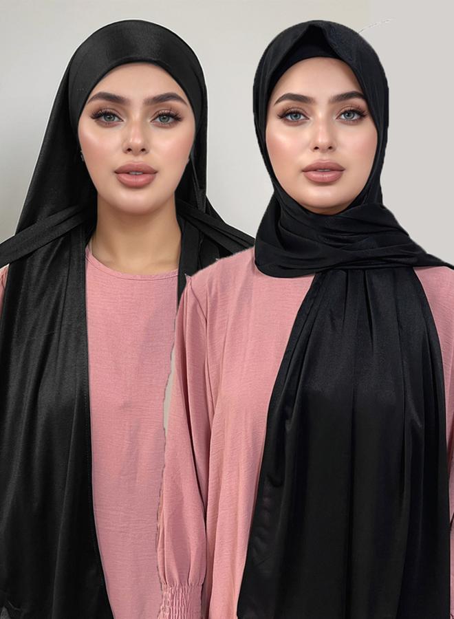 Take Two Black Solid Hijab - Image 2