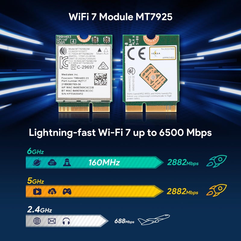 EDUP WiFi 7 Card BE6500 M.2 2230 Wi-Fi 7 Wireless Network Card for Laptop, Bluetooth 5.4 Tri-Band 6G/5G/2.4Ghz OFDMA 802.11be, Compatible with Intel/AMD Windows 11 (64-Bit) and Linux Kernel 6.7+ - Image 3