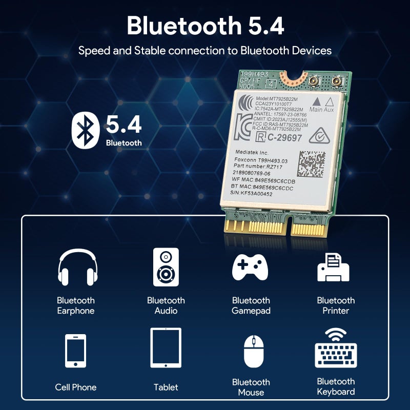 EDUP WiFi 7 Card BE6500 M.2 2230 Wi-Fi 7 Wireless Network Card for Laptop, Bluetooth 5.4 Tri-Band 6G/5G/2.4Ghz OFDMA 802.11be, Compatible with Intel/AMD Windows 11 (64-Bit) and Linux Kernel 6.7+ - Image 5