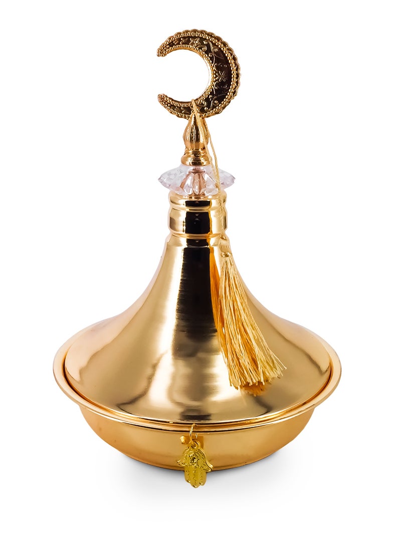 ماركة غير محددة صحن تمر هلالي معدني ذهبي زينة رمضان  - Image 1