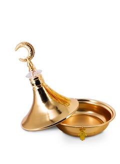 Generic Golden metal crescent-shaped date bowl Ramadan decoration  - Image 2