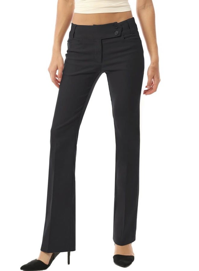 MixMatchy Women's Ultra Stretch Lux Comfort with Flex Motion Bootcut Dress Pants Work Business Office Trousers, Black, L - Image 2