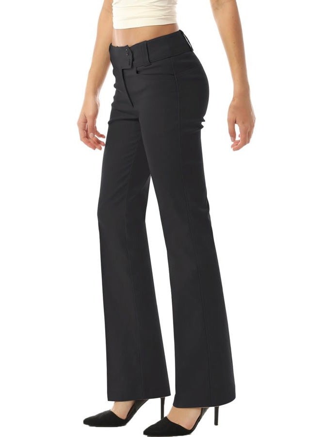MixMatchy Women's Ultra Stretch Lux Comfort with Flex Motion Bootcut Dress Pants Work Business Office Trousers, Black, L - Image 1