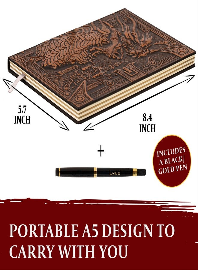 lynx DND Notebook/Journal, Unique 200 Page Book with 3D Bronze Dragon Embossed Faux Leather Cover with Pen- Ideal for Dungeons & Dragons/D&D. Great RPG Accessories Gift for DM's & Players, Men or Women - Image 3