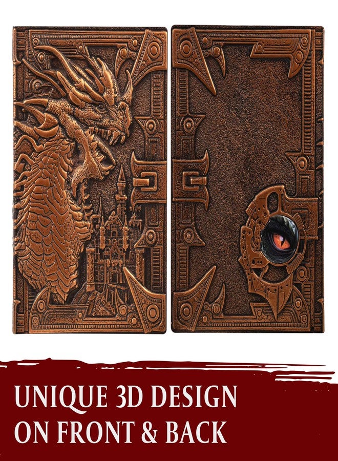 lynx DND Notebook/Journal, Unique 200 Page Book with 3D Bronze Dragon Embossed Faux Leather Cover with Pen- Ideal for Dungeons & Dragons/D&D. Great RPG Accessories Gift for DM's & Players, Men or Women - Image 2